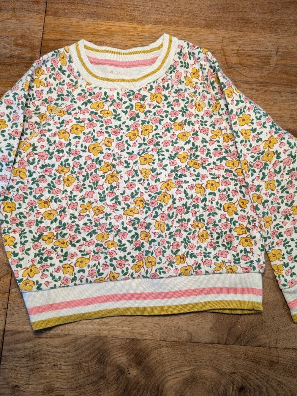 Mini Boden Floral Sweater - Yellow, Pink, Green, White